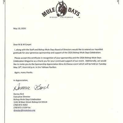 Mule Days Letter